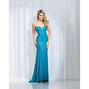 Tony Bowls Paris Jersey Prom Dress 115743 Teal